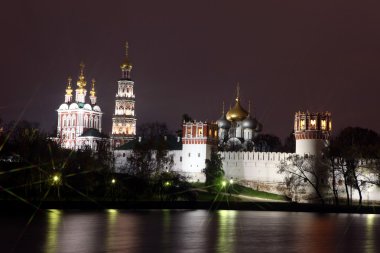 güzel bir gece görüş novodevichy Rus Ortodoks kiliseleri