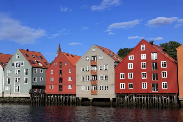 Panoramic picture of Old Storehouses in Trondheim — Stock Photo, Image