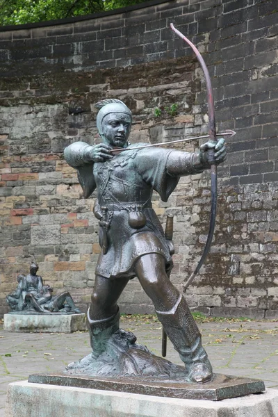 Rotkehlchen-Statue auf Schloss Nottingham, Nottingham, Großbritannien — Stockfoto