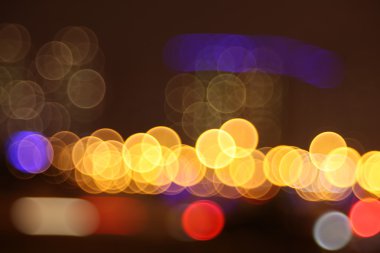 Soyut ışıklar, flaş çemberi, gece şehri.