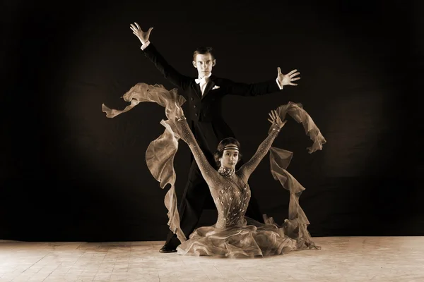 Dancers in ballroom isolated on black background — Stock Photo, Image