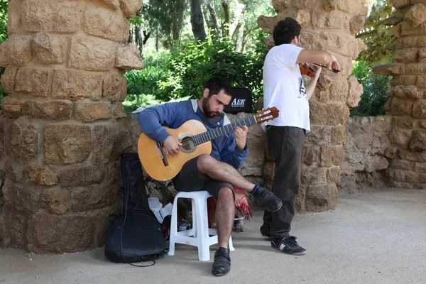 Straßenmusiker in der Barcelona Street — Stockfoto