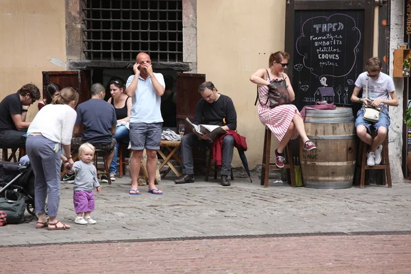 Pouliční kavárna barcelona — Stock fotografie