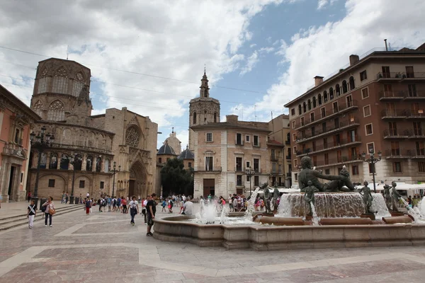 Turia Fountain sur la Plaza de la Virgen Valencia Espagne — Photo