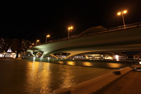 สถาปัตยกรรมของ Valencia ในเวลากลางคืน — ภาพถ่ายสต็อก