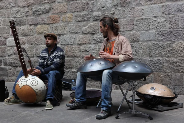 Musicisti di strada, Barcellona, Spagna — Foto Stock