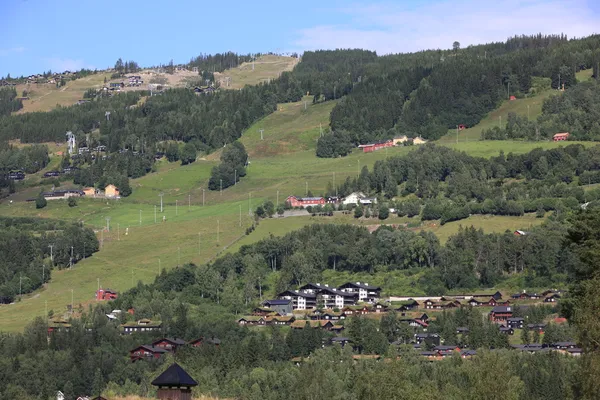 Landhuizen in dorp in Noorwegen — Stockfoto