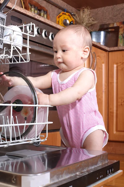 Funny child in the kitchen — Stock Photo, Image