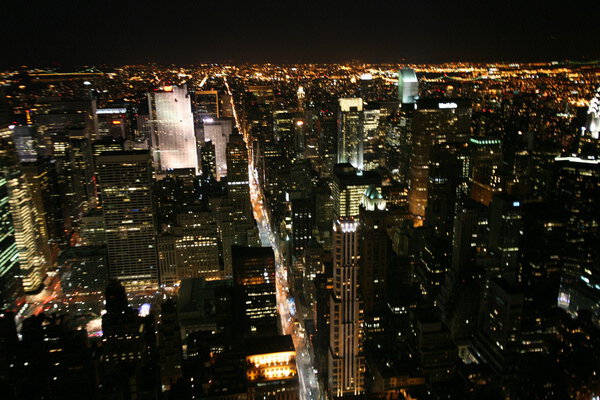 Night view of New York city, Manhattan, USA
