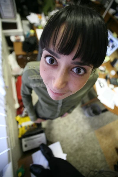 Portrait of girl with funny face — Stock Photo, Image