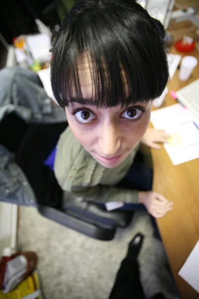 Portrait of girl with funny face — Stock Photo, Image