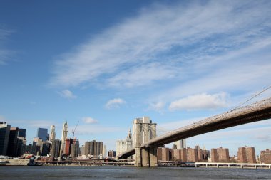 New York'un manhattan gökdelen ve brooklyn Köprüsü