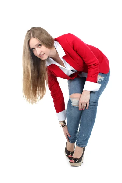 Casual woman in red — Stock Photo, Image