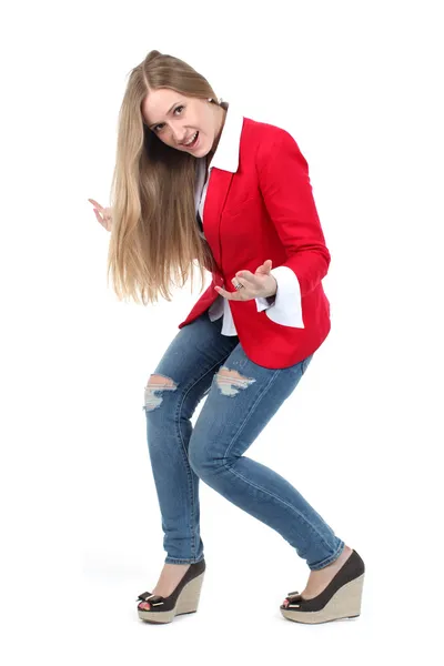 Casual woman in red — Stock Photo, Image