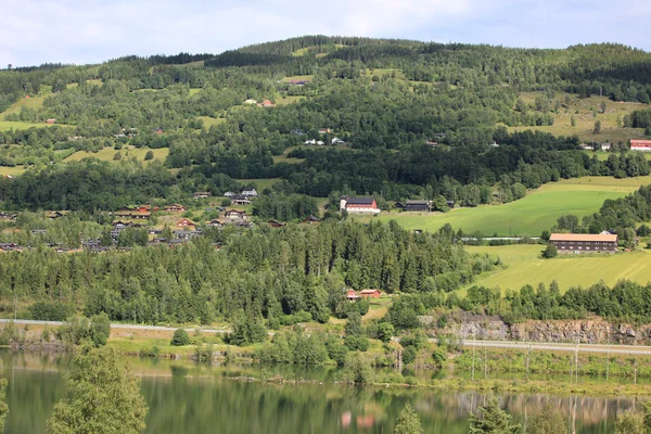 Casas de campo en pueblo en Noruega — Foto de Stock