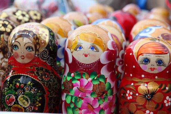 Very large selection of matryoshkas Russian souvenirs at the gift shop