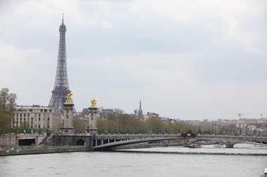 Eyfel Kulesi Tour Eiffel, seine Nehri ve alexander III Köprüsü ile güzel cityscape
