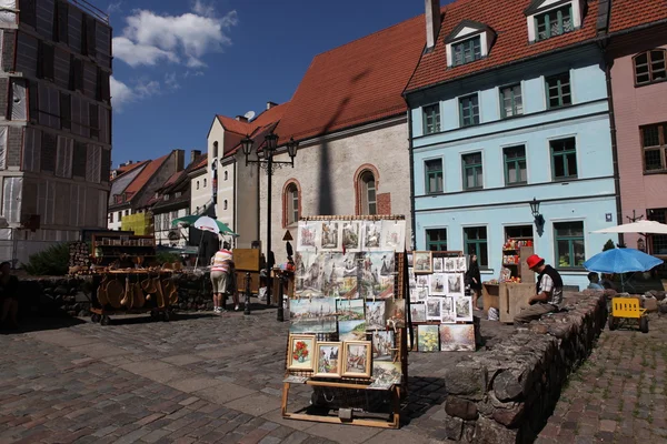 ラトビア、リガの旧市街を広場します。 — ストック写真