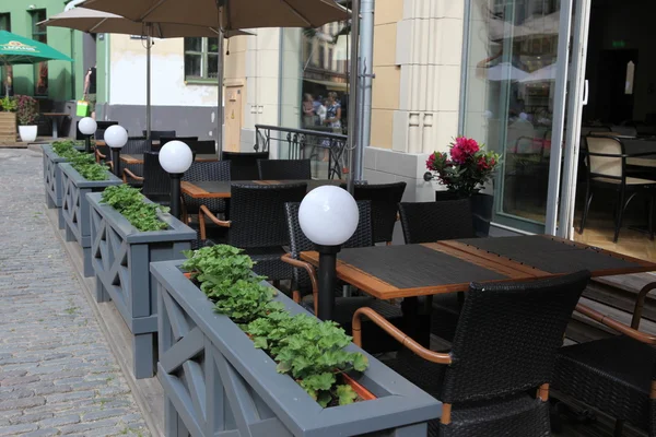 Café in straat van riga — Stockfoto