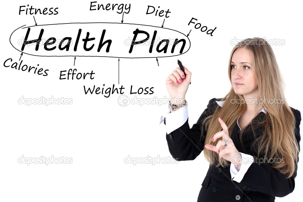 Woman drawing plan of Health