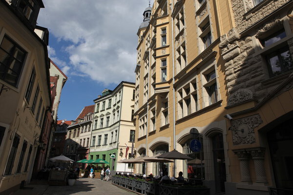 Beautiful street in center of Riga, Latvia