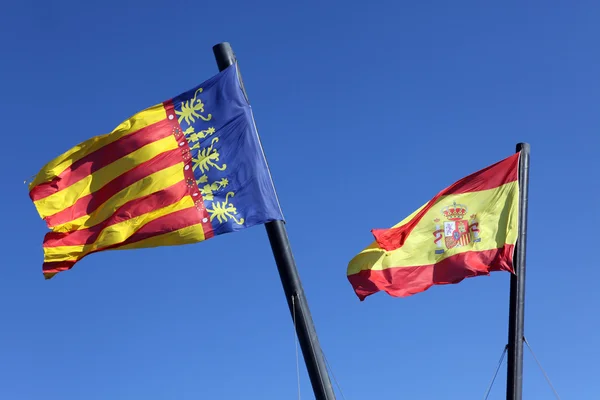 Vlag van Spanje en comunidad valenciana — Stockfoto