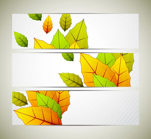 Set of banners with leaves — Stock Vector