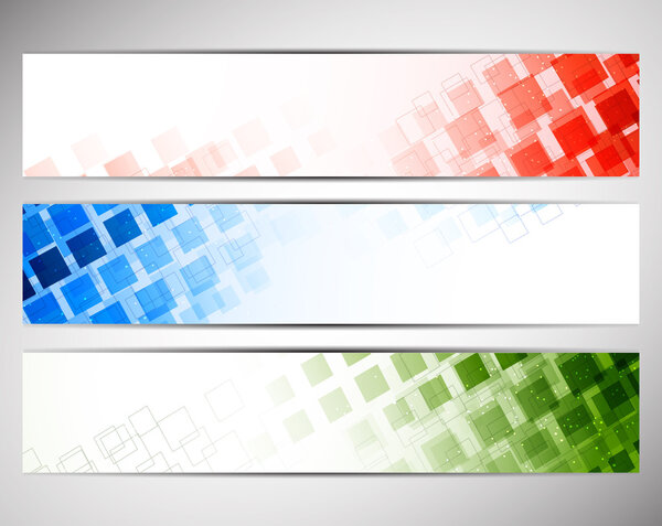 Colorful banners with squares