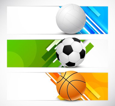 Spor topları ile afiş kümesi