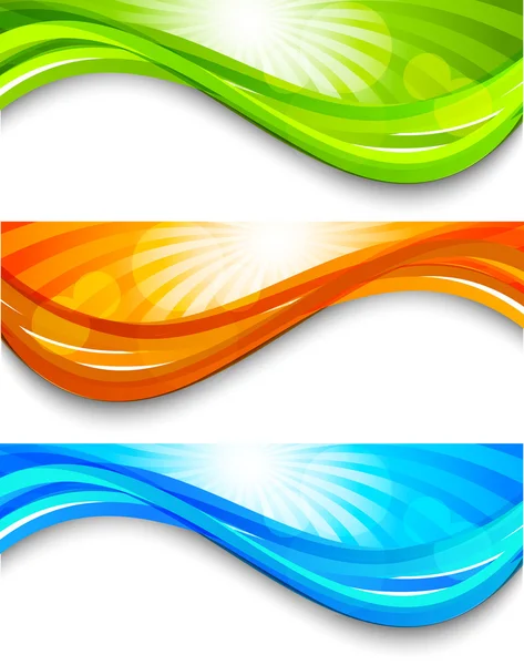 Conjunto de banners ondulados — Vector de stock