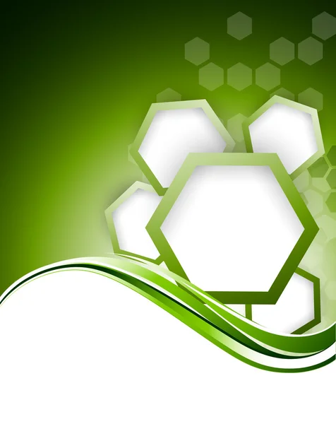 Bacgkround vert abstrait avec hexagones — Image vectorielle