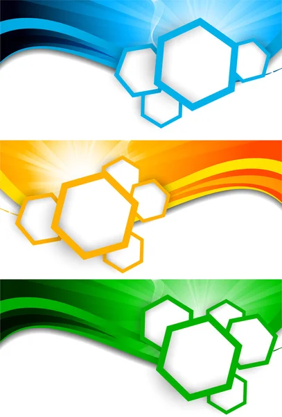 Set of banners with hexagons — Stock Vector