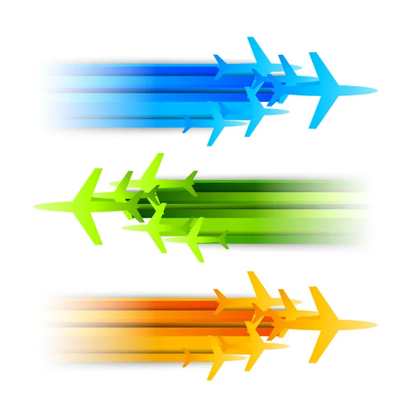 Uppsättning banners med flygplan — Stock vektor