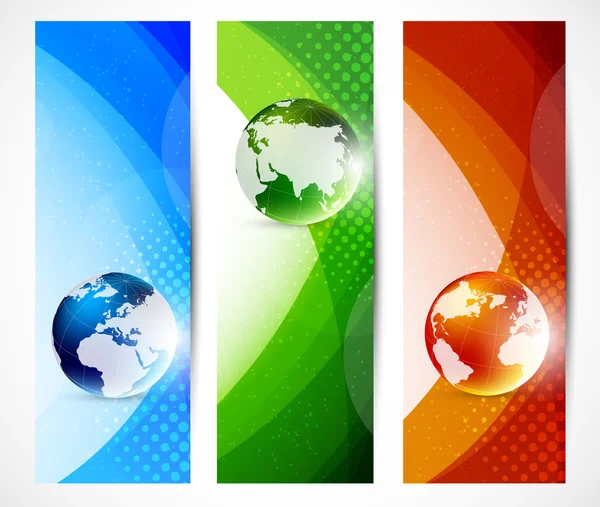 Set of banners with globes — Stock Vector