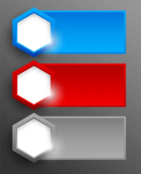 Uppsättning banderoller med hexagoner — Stock vektor