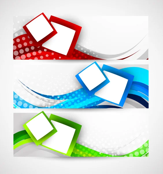 Conjunto de banners ondulados abstratos — Vetor de Stock