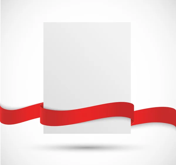 Baner papierowy z czerwoną wstążką — Wektor stockowy