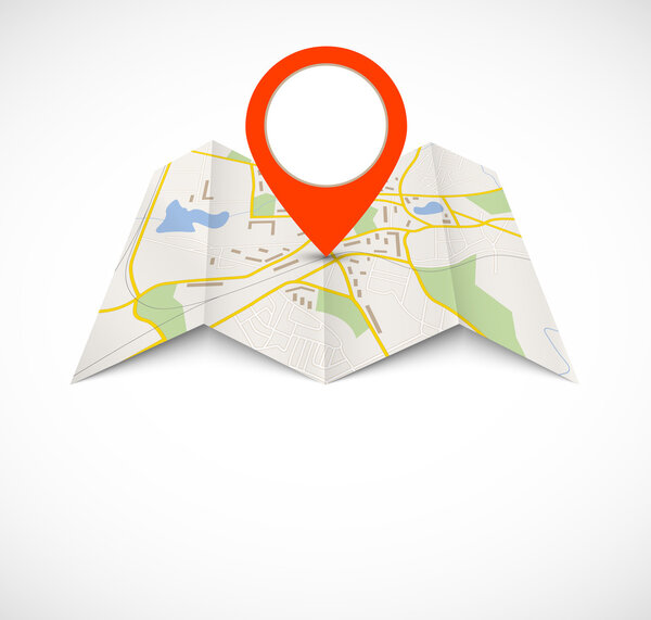 Навигационная карта с красной булавкой