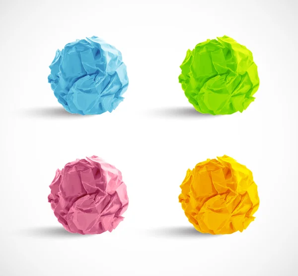 Conjunto de bolas de papel arrugadas — Vector de stock