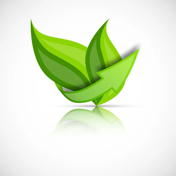 Zelené listy se šipkou — Stockový vektor