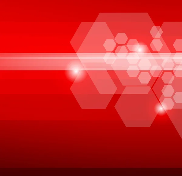 Fond rouge abstrait avec hexagones — Image vectorielle