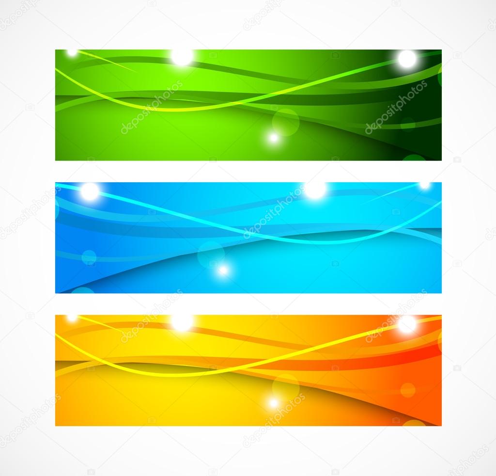 Set of banners with wavy lines