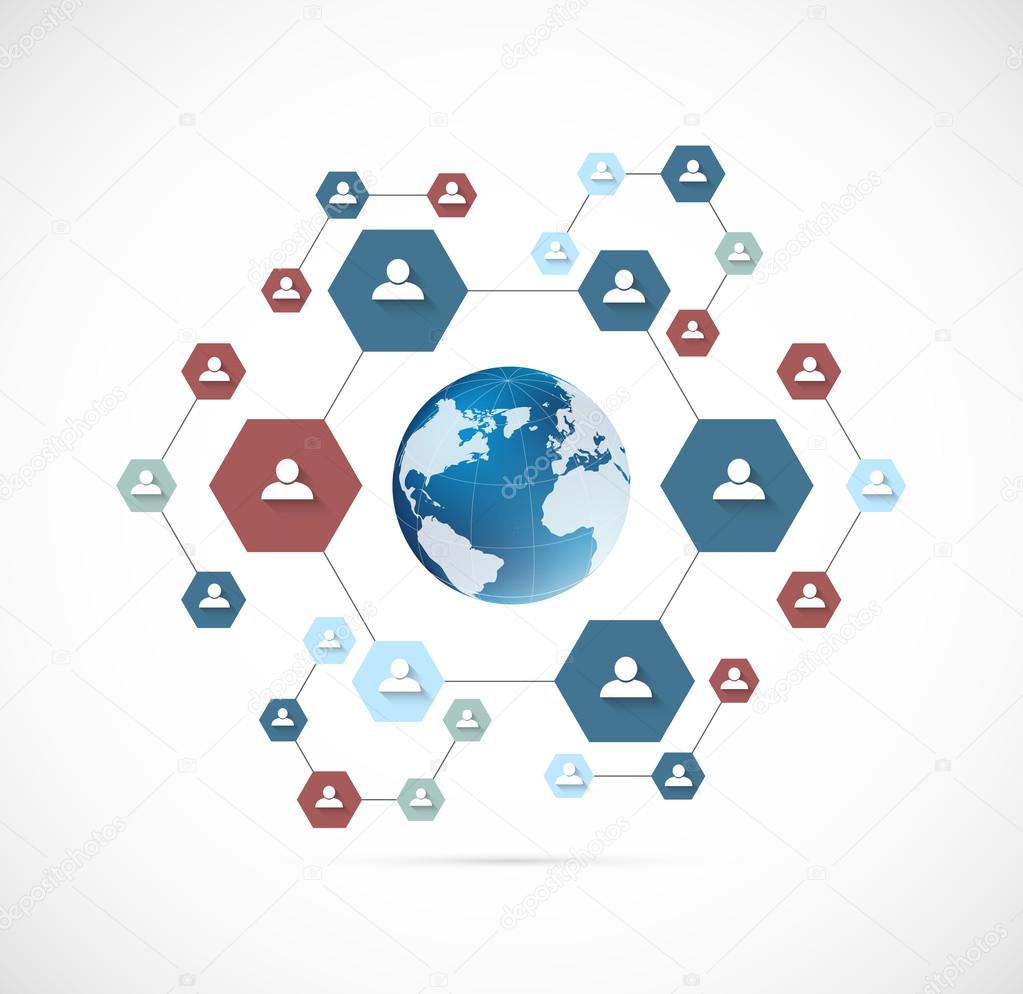 Network concept with hexagons