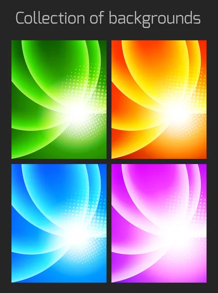 Set of colorful backgrounds with light effect — Stock Vector