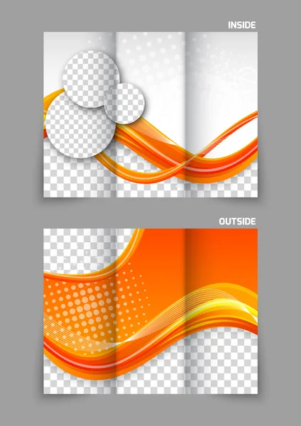 オレンジ 3 つ折りパンフレット — ストックベクタ