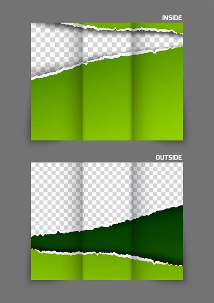 Brochure papier déchiré tri fold — Image vectorielle
