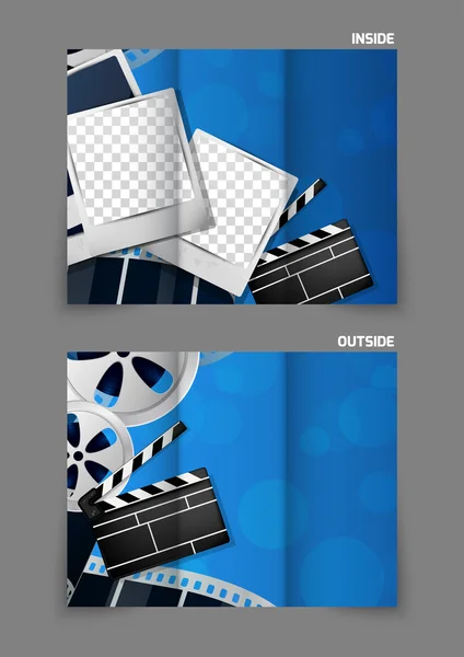 Cinema trifold brochure design — Vettoriale Stock
