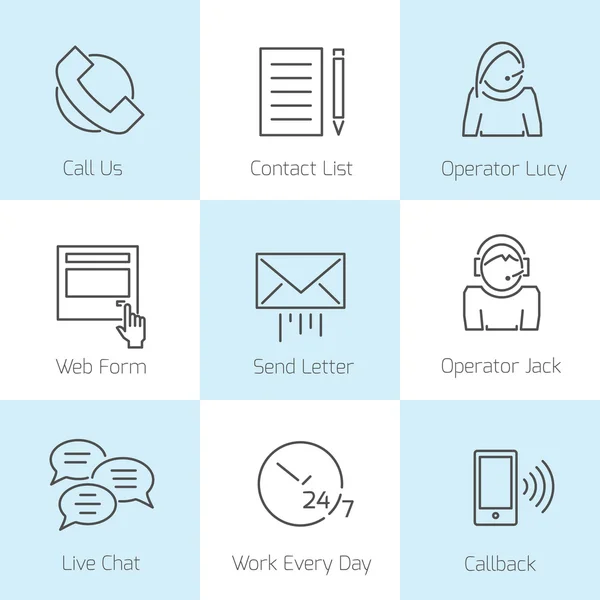 与我们联系的一组图标 — 图库矢量图片