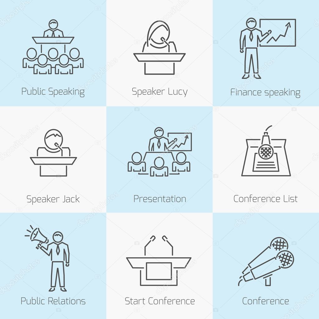 Set of public speaking icons