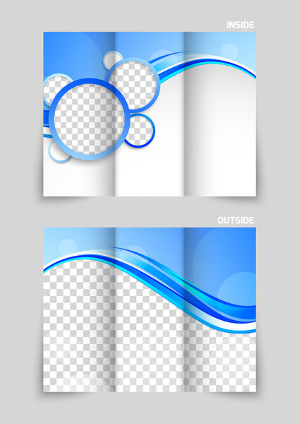 Blue tri-fold brochure